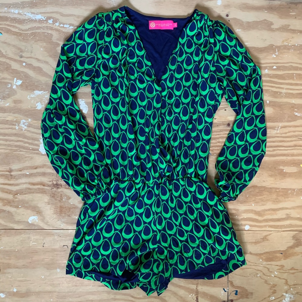Macbeth Collection Green and Blue Romper size S